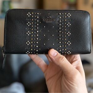 Coach Black Studded Zip Wallet